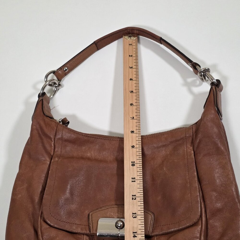 Coach Kristin Leather Hobo Shoulder Bag Brown 19293 Zip Lined Pockets FLAWS Boho - Picture 8 of 16